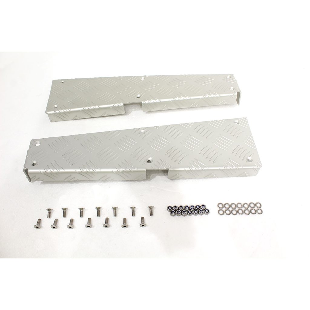 Image of Premium Rear Body Chequer Plate Corner Protectors (3mm) Silver Anodised (pair) (TF8204)