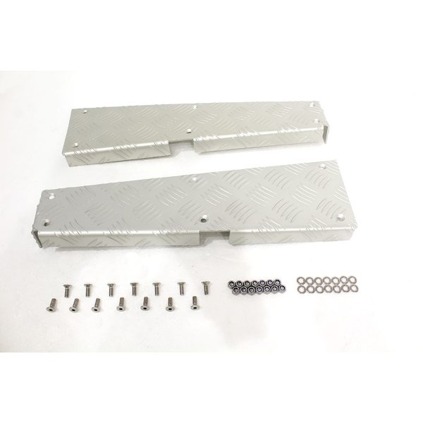 Image of Premium Rear Body Chequer Plate Corner Protectors (3mm) Silver Anodised (pair) (TF8204)