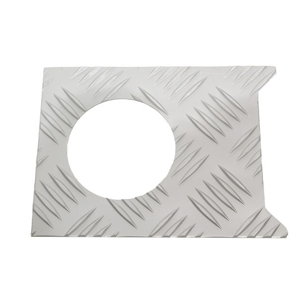 Image of Premium Fuel Filler Chequer Plate Surround (3mm) Silver Anodised (TF8214)