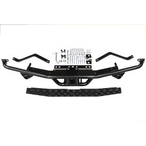 Image of Rear Step Tow Bar Black Powder coat with Alloy Tread Plate Step includes Receiver Hitch (TF883NAS110)