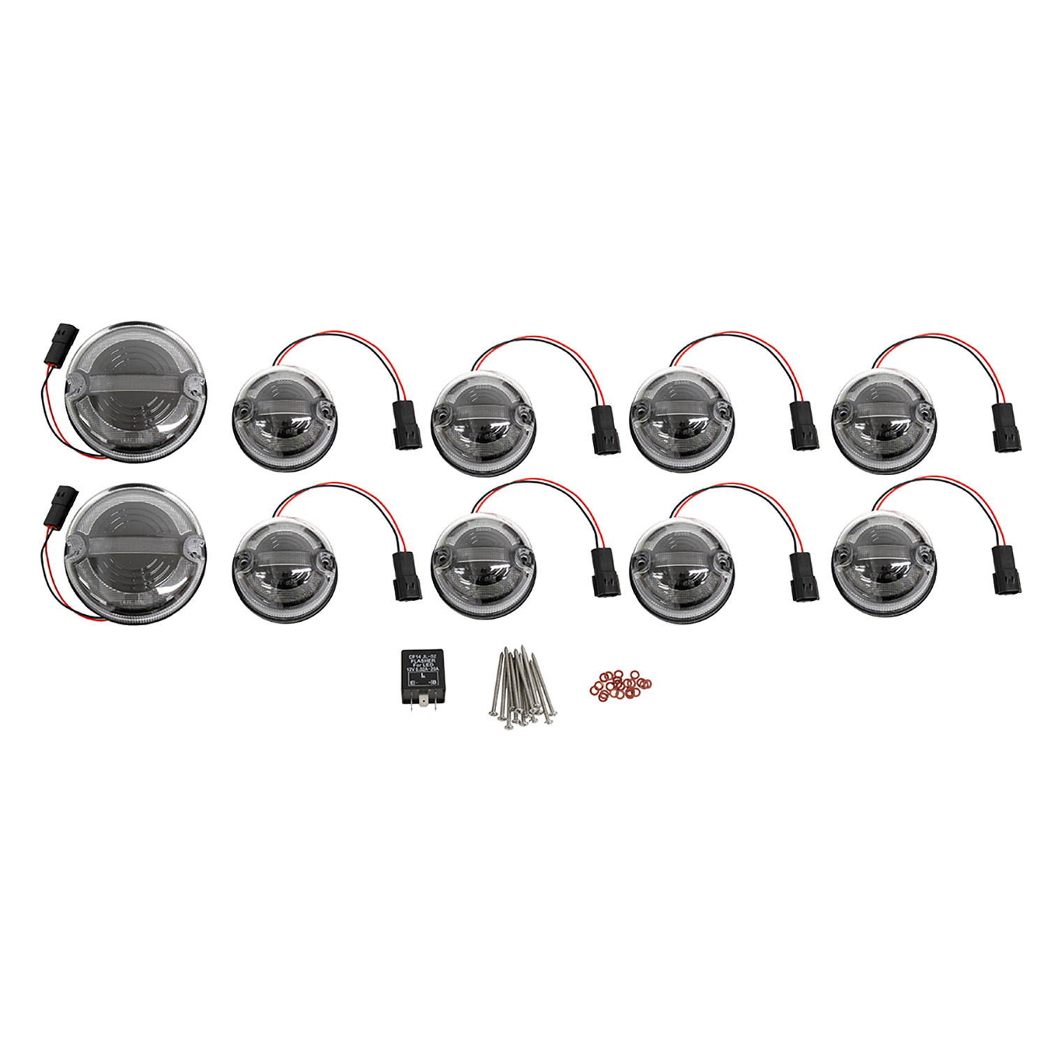 Image of Halo and Bar LED Upgrade Kit 73mm with 95mm Fog and Reverse Lamps included (clear) (TF31036)